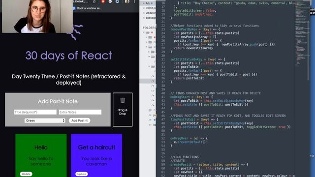 30 days of React - Day Twenty Three - "Post-it Note" app V2 (refractored & deployed) смотреть онлайн