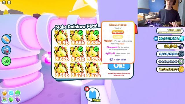 RISKING almost 100 gold mythics in the rainbow machine - Pet Simulator X смотреть онлайн