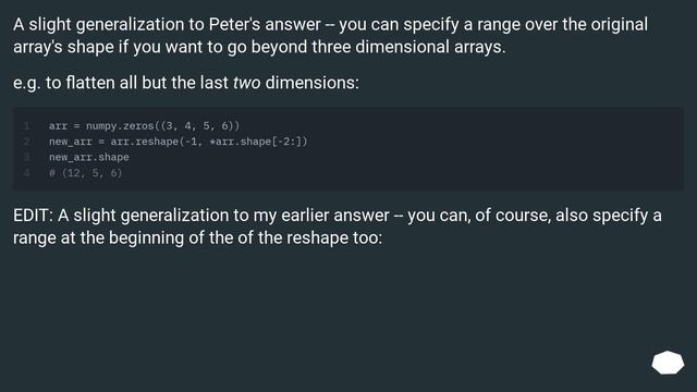 How to flatten only some dimensions of a numpy array смотреть онлайн