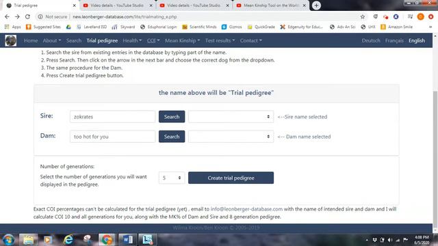 Trial Pedigree Tool on the Worldwide Independent Leonberger Database смотреть онлайн