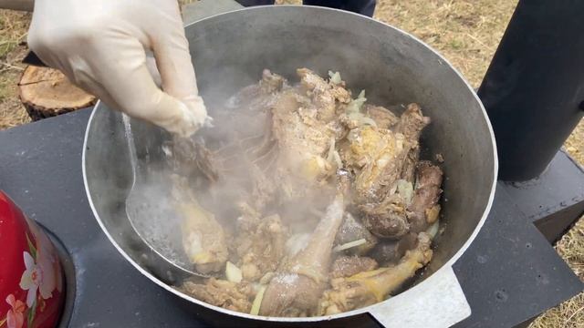 Блюдо из индейки на природе 4k #бозбаш #bozbash смотреть онлайн