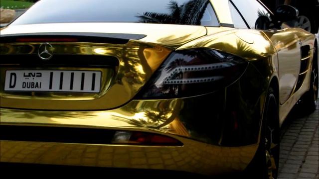 Golden Mercedes SLR In Dubai