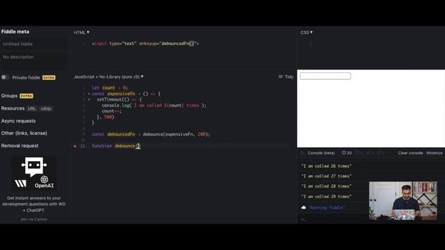 How to build and implement Debounce in Javascript- Frontend Interview Question смотреть онлайн