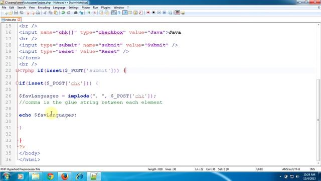 Getting a comma separated string from a group of checkboxes or checkbox array -PHP Tutorial смотреть онлайн