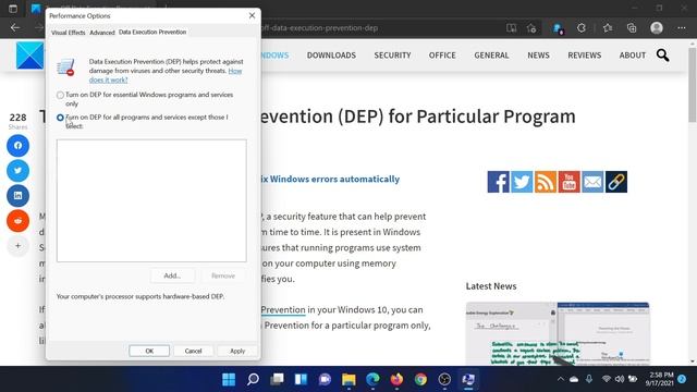 Turn Off Data Execution Prevention (DEP) for Particular Program смотреть онлайн