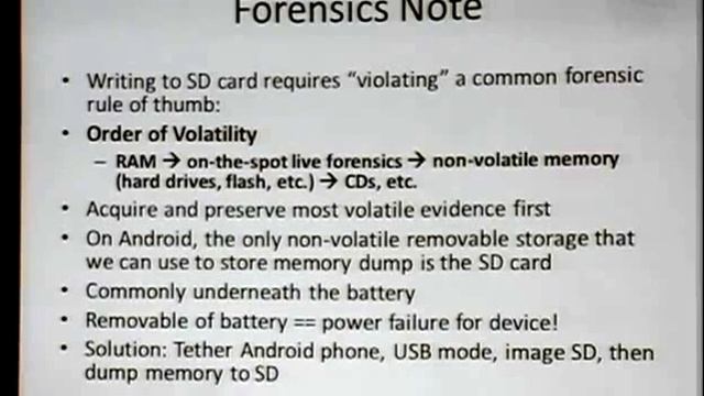ShmooCon 2012: Android Mind Reading: Memory Acquisition and Analysis with DMD and Volatility (EN) смотреть онлайн