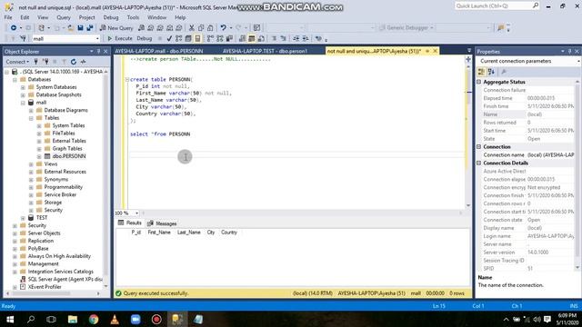 SQL:NOT NULL and UNIQUE CONSTRAINTS смотреть онлайн