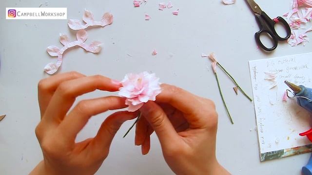 CREPE KANZAN CHERRY BLOSSOM - 30 PETALS CHALLENGE | learn how to made crepe paper flowers with us смотреть онлайн
