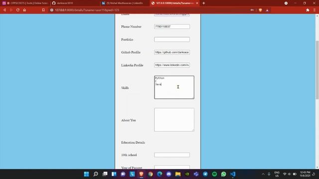 Resume builder using Django (Python) смотреть онлайн