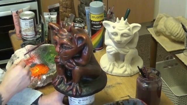 Red Gargoyle | Concrete Cast Painting смотреть онлайн