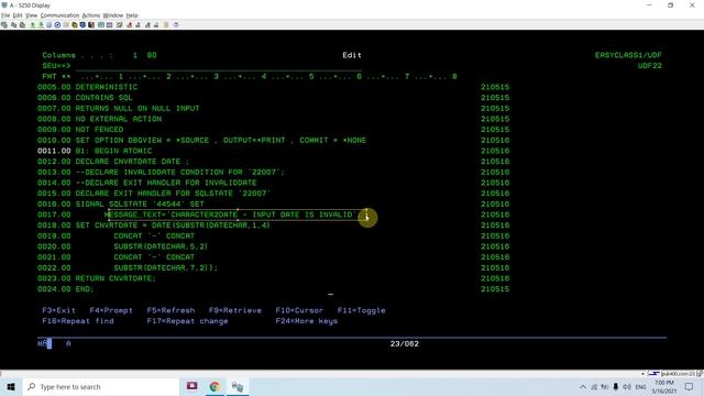 Error Handling in SQL UDF in DB2 for i SQL смотреть онлайн
