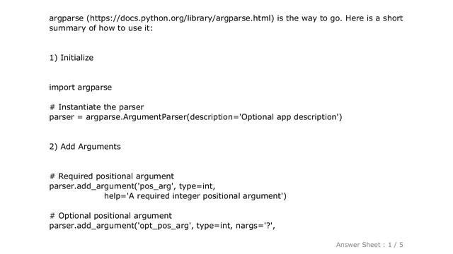PYTHON : What's the best way to parse command line arguments? смотреть онлайн