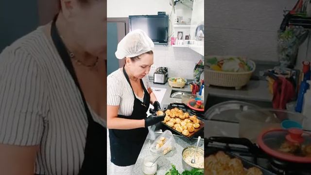 Профитроли с ветчинным муссом.ветчинные розочки.Картофель по Деревенски.Шпротный салат смотреть онлайн