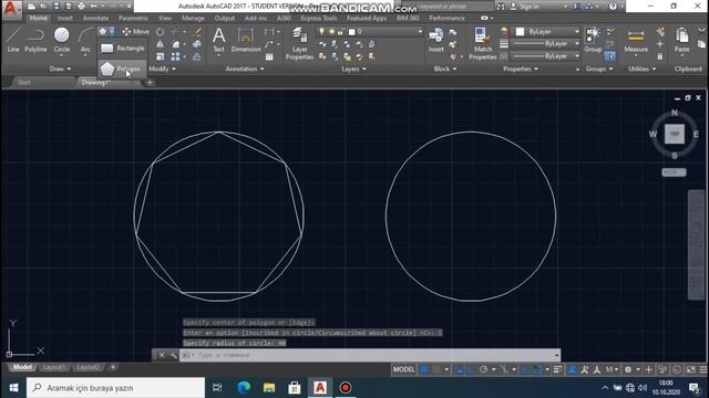 AUTOCAD 7.DERS | ARC, POLYGON, ELLİPSE, RECTANGLE KOMUTLARI смотреть онлайн
