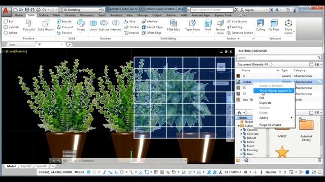3D Modeling - Artificial Plants Tutorials - AutoCAD 2017 смотреть онлайн