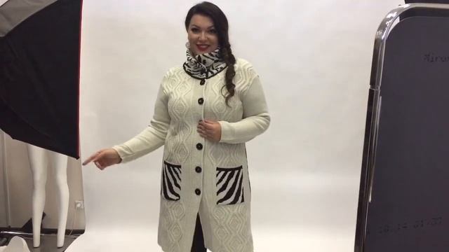 Milana Style. Вязаное пальто. Модель 1000. Размеры 46 - 54.