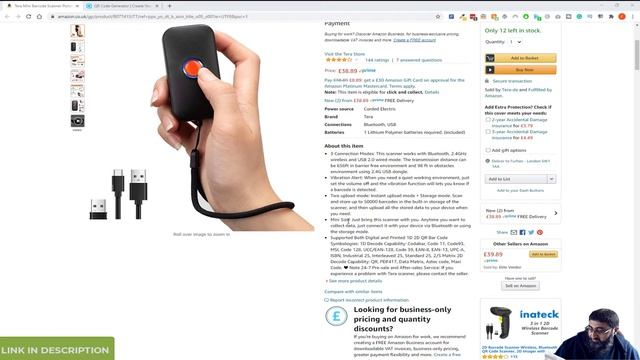 Tera Mini Barcode Scanner Portable 1D 2D QR Code Review | Bluetooth Barcode Scanner смотреть онлайн
