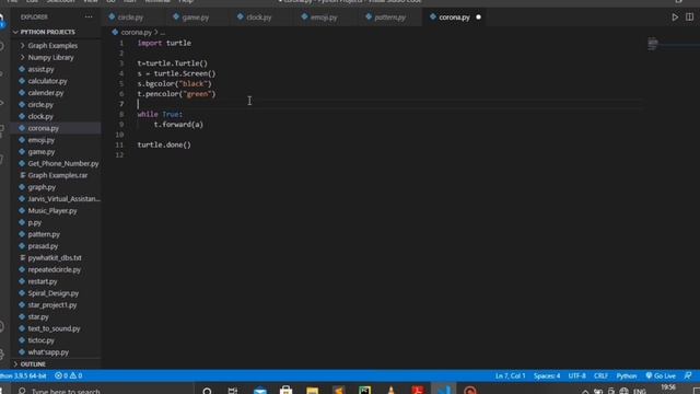 Turtle Python drawing | Turtle Python graphics Create #Corona Design using Python turtle in Vs Code смотреть онлайн