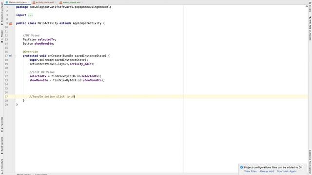 Popup Menu using menu.xml | Android Studio | Java смотреть онлайн