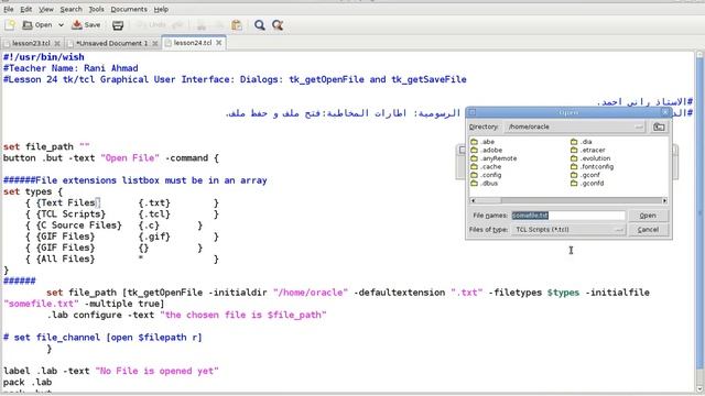 Programming in Tcl/Tk Lesson 24: GUI: Dialogs: tk_getOpenFile and tk_getSaveFile (English Version) смотреть онлайн