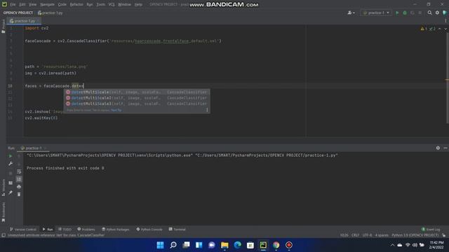 Detecting face with haarcascade method using Opencv-Python смотреть онлайн