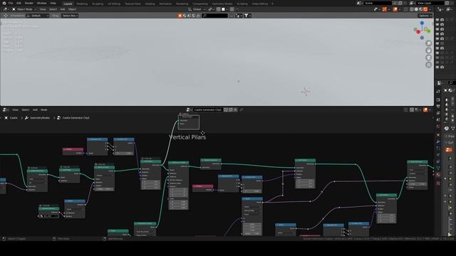 Creating pillars - Castle generator (3/xx). Blender Geometry Nodes. смотреть онлайн