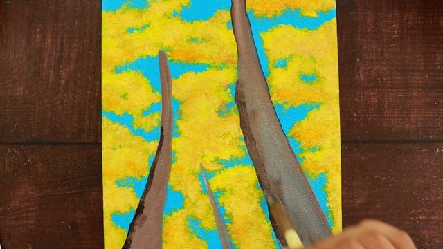 How to Draw Autumn Tree using Cotton Swab / Acrylic Painting for Beginners смотреть онлайн