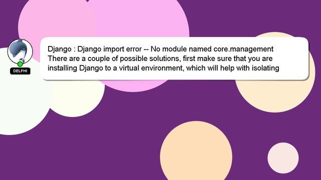 Django : Django import error -- No module named core.management смотреть онлайн