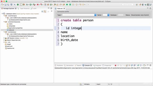 Spring framework Tutorial (114 Step 03 Creating a Database Table in H2) смотреть онлайн