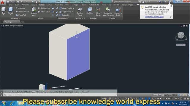 Extrude face, Taper face, extract edges, thicken command in autocad смотреть онлайн
