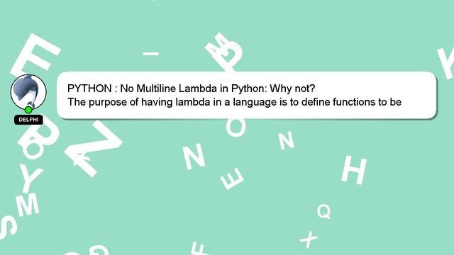 PYTHON : No Multiline Lambda in Python: Why not? смотреть онлайн