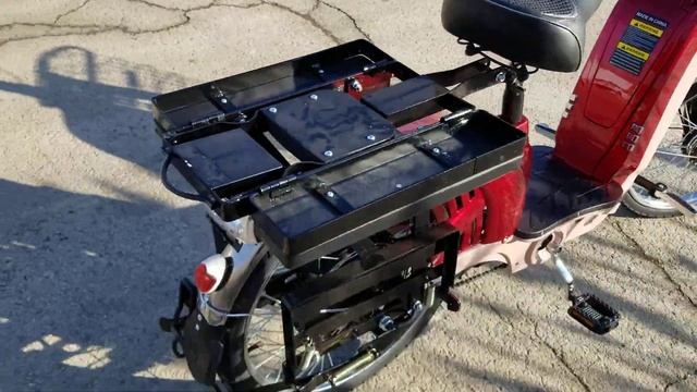 Red 500 Watt Chopstick Electric Scooter Moped With Pedals Turn Signals And Horn смотреть онлайн