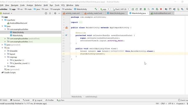 Android Activities | How to Navigate Between Activities Using Intents | Modifying the Manifest File смотреть онлайн