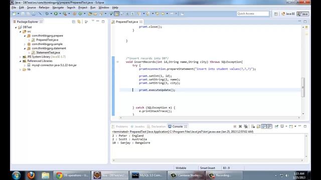 JDBC Tutorial 5 - SQL operations using PreparedStatement interface смотреть онлайн