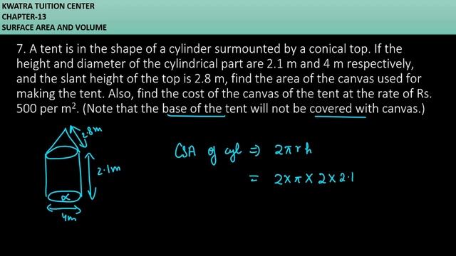7. A tent is in the shape of a cylinder surmounted by a conical top. If the height and diameter of смотреть онлайн