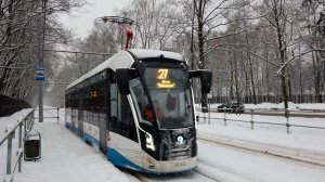 27 маршрут трамвая (фрагмент). 28.12.2022 год. Москва.