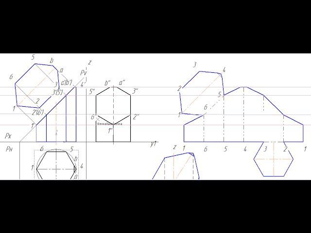 Видеоуроки Компас 3D. Урок 6 Сечение призмы плоскостью Развертка усеченной призмы смотреть онлайн