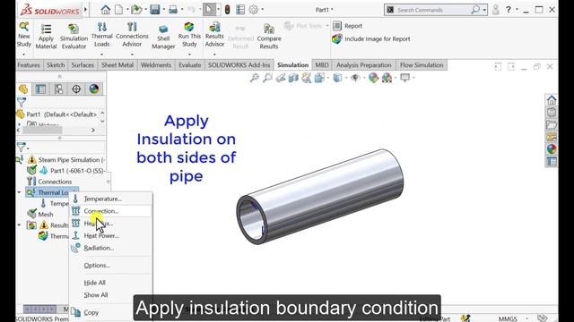 Solidworks thermal analysis | Heat Loss from a Steam Pipe смотреть онлайн