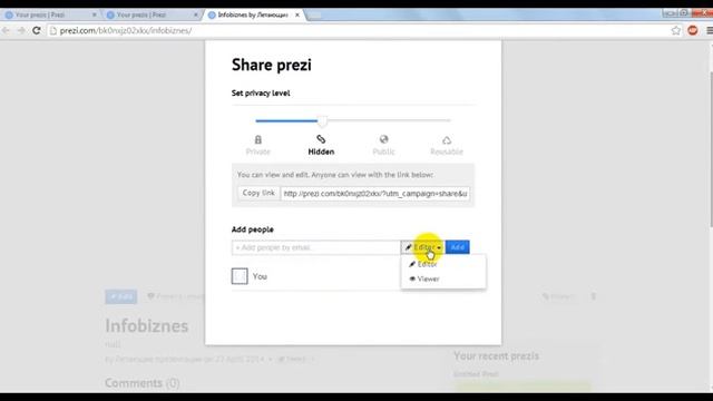 1.14. Как дать доступ на редактирование своей prezi-презентации на сайте смотреть онлайн
