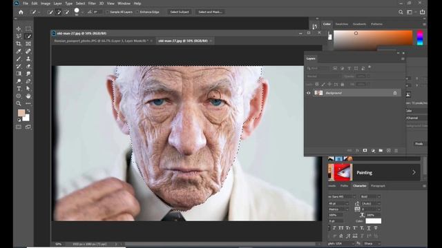Use layermask to morph a young man to old man in photoshop смотреть онлайн