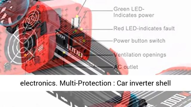NDDI 1000W Car Power Inverter 12V DC To 110V AC Converter With Dual AC Outlets - Overview