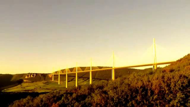 Рассвет, на фоне моста Виадук Мийо́. Франция(Dawn, on the background of the Millau bridge. France) смотреть онлайн