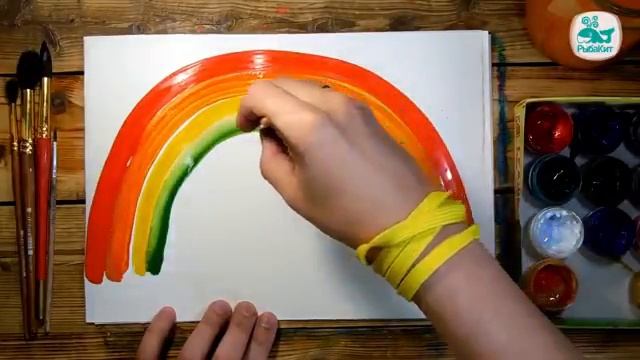 Как нарисовать РАДУГУ красками Простые рисунки красками Урок рисования для детей смотреть онлайн