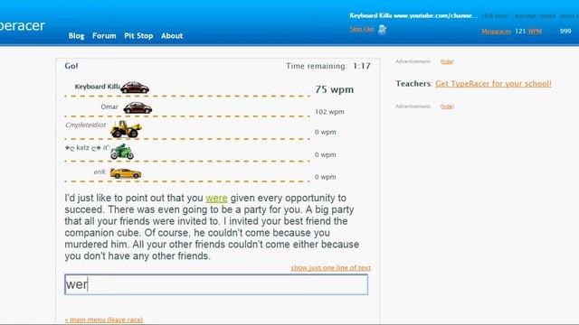 My 1000th race | TypeRacer | Keyboard Killer смотреть онлайн