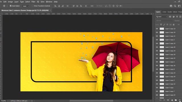 E-commerce Banner Design In Photoshop | Monsoon Sale E-commerce Banner Design | Photoshop Tutorial смотреть онлайн