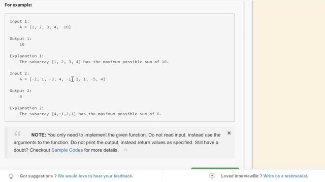 2.2 MAX SUM CONTIGUOUS SUBARRAY(Arrays)-Interviewbit #subarray#arrays#programming#kadane смотреть онлайн