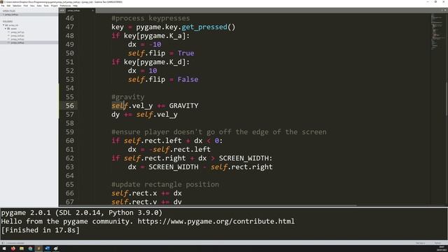 PyGame Endless Vertical Platformer Beginner Tutorial in Python - PART 4 | Physics & Jumping смотреть онлайн