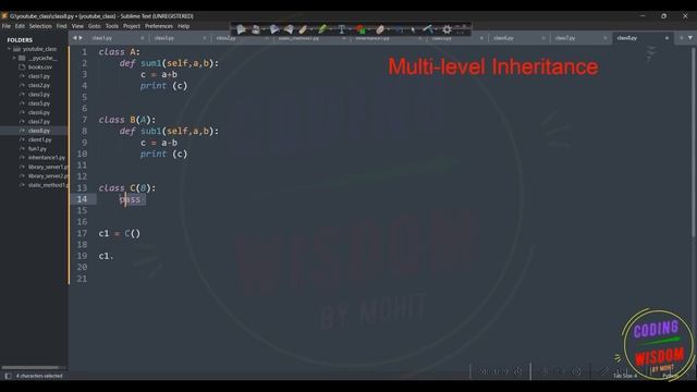 Multilevel Inheritance in Python in Hindi | Learn Python programming : 13 #python #class смотреть онлайн