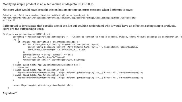 Magento: Strange error when attempting to update product (GoogleShopping related) смотреть онлайн