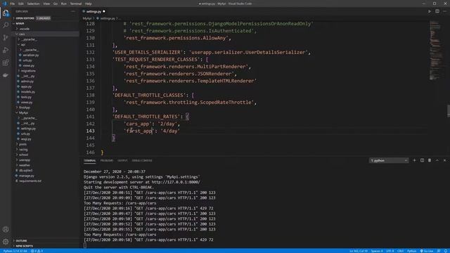 Django Rest Framework API #28 / Django API Permissions Using Throttling. смотреть онлайн